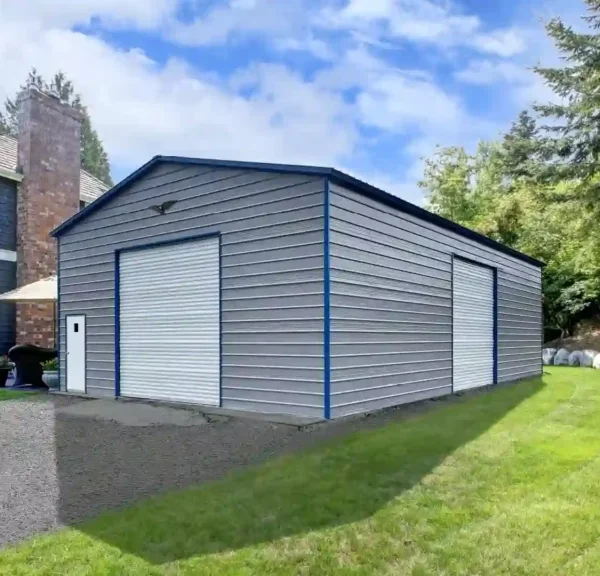 30x50x14 Metal Garage - Vertical Roof