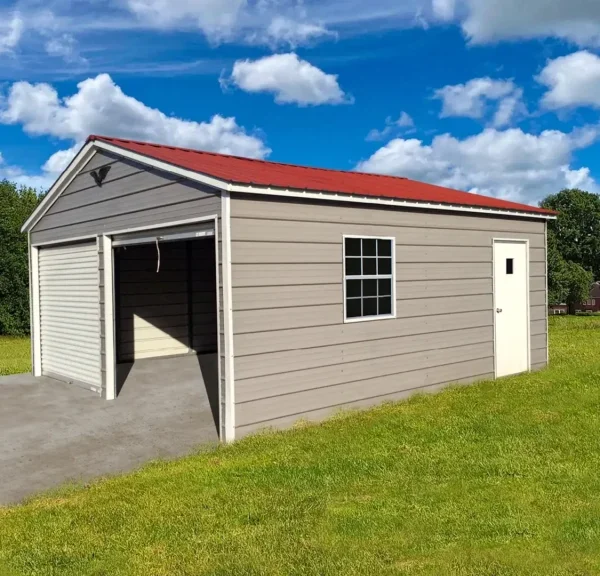 15x20x8 Metal Garage - Vertical Roof