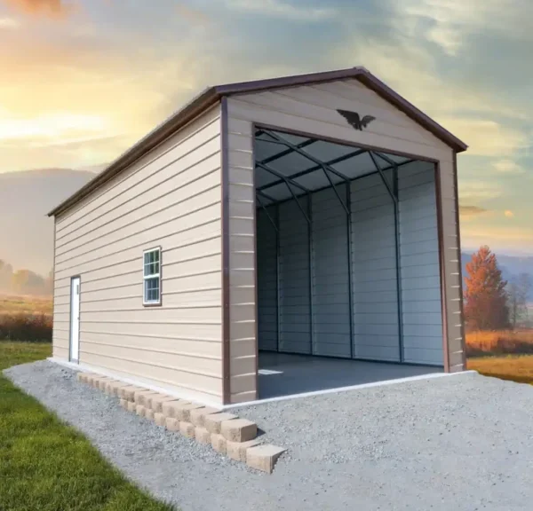 15x35x13 Metal Garage - Vertical Roof