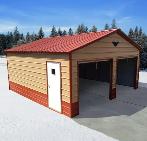 16x20x8 Metal Garage - Vertical Roof