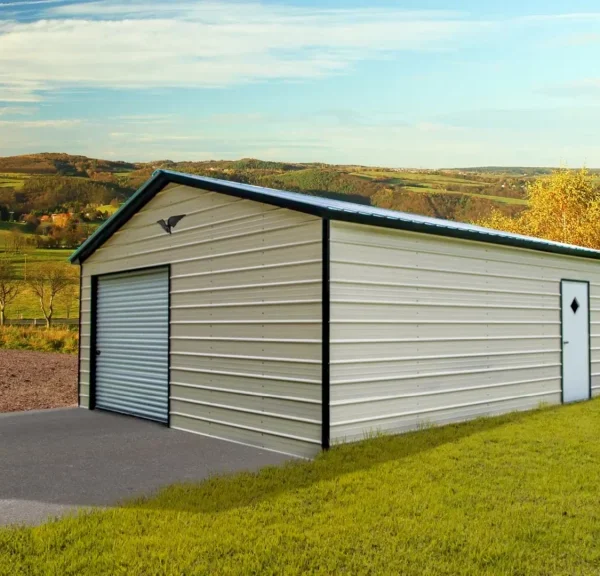 16x25x8 Metal Garage - Vertical Roof