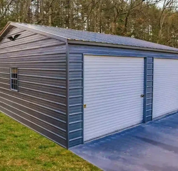24x25x9 Metal Garage - Vertical Roof