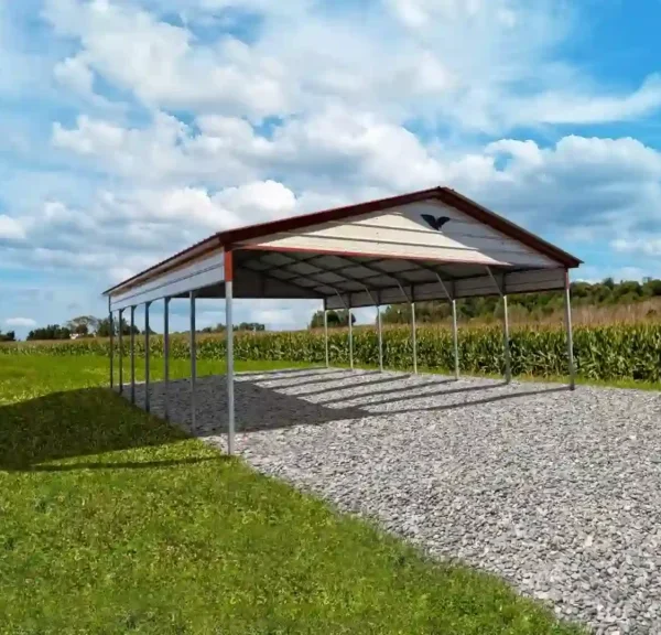 24x30x9 Metal Carport - Vertical Roof