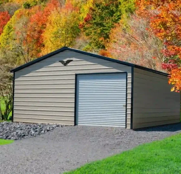 24x25x9 Metal Garage - Vertical Roof