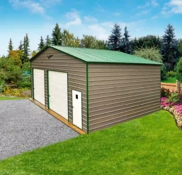 30x25x12 Metal Garage - Vertical Roof