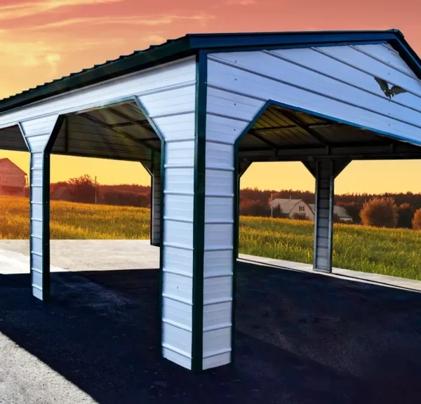 24x30x9 Metal Carport - Vertical Roof