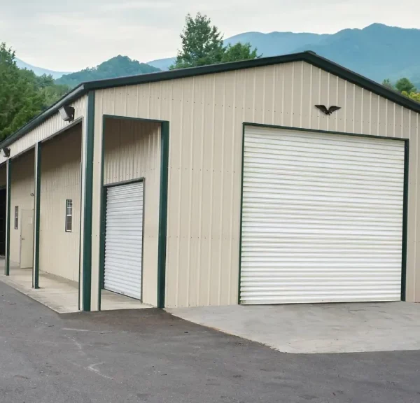 36x25x9/6 Metal Garage with 12' Lean-To - Vertical Roof