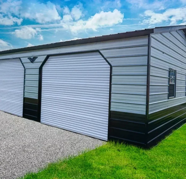 24x30x9 Metal Garage - Vertical Roof