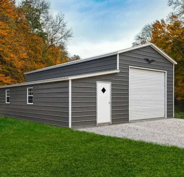 26x40x12/7 Metal Garage with 10' Lean-To - Vertical Roof