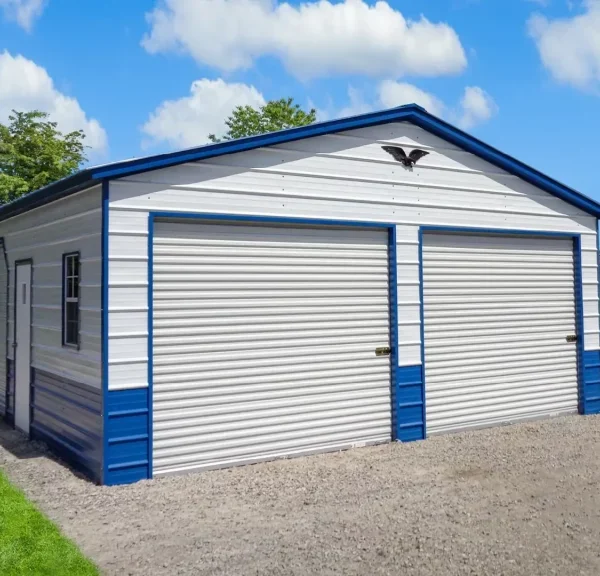 24x25x9 Metal Garage - Vertical Roof