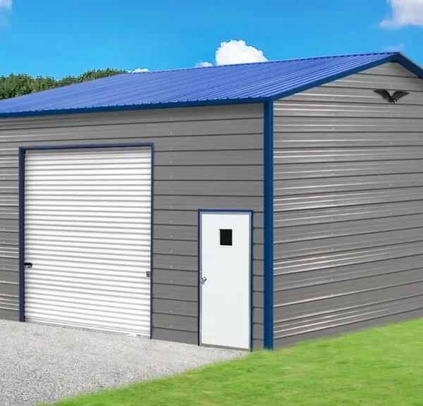 24x25x12 Metal Garage - Vertical Roof