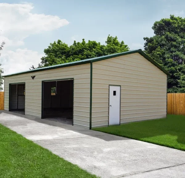 28x40x10 Vertical Roof Triple Wide Metal Garage