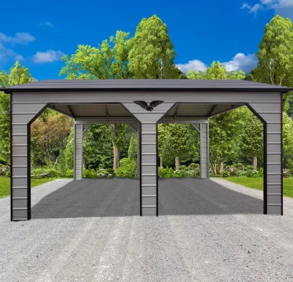 20x20x9 Metal Carport - Vertical Roof