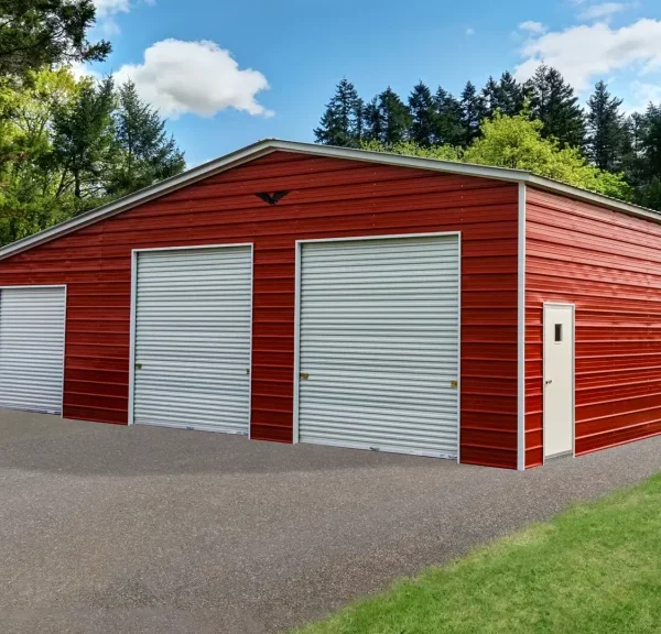 42x30x12/9 Metal Garage with 12' Lean-To - Vertical Roof