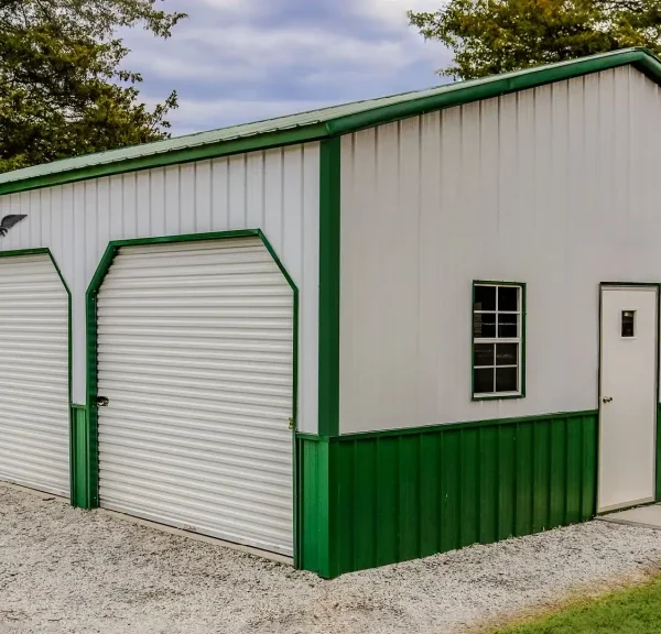 24x35x10 Metal Garage - Vertical Roof