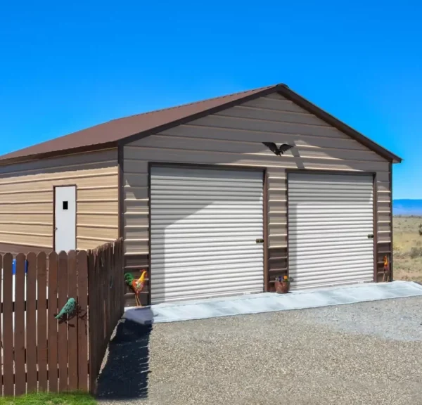 26x20x9 Metal Garage - Vertical Roof