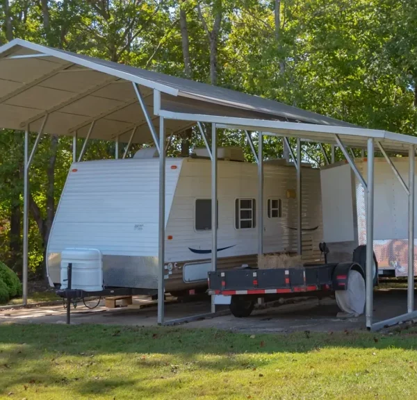 28x25x11/8 Metal Carport with 10' Lean-To - Vertical Roof