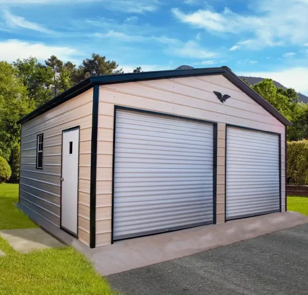 22x20x9 Metal Garage - Vertical Roof