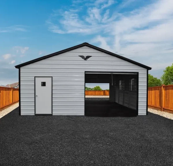 24x25x9 Metal Garage - Vertical Roof