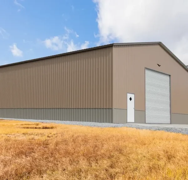 52x60x16/13 Metal Garage with 12' Lean-To - Vertical Roof