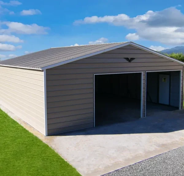 28x30x9 Metal Garage - Vertical Roof