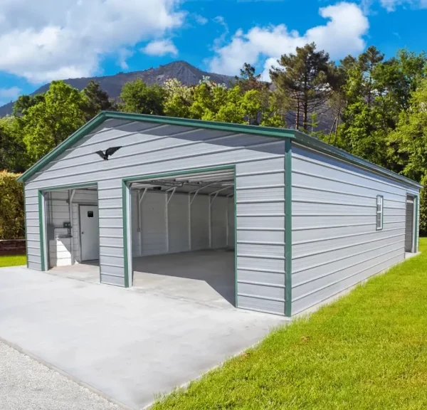 28x40x9 Metal Garage - Vertical Roof