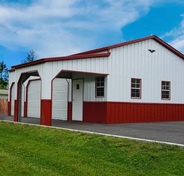 30x45x11/8 Metal Garage with 12' Lean-To - Vertical Roof