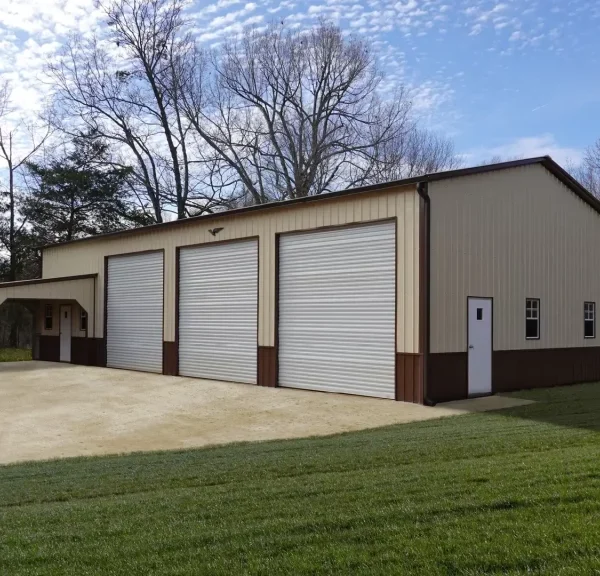54x60x14/8 Metal Garage with 12' Lean-To - Vertical Roof
