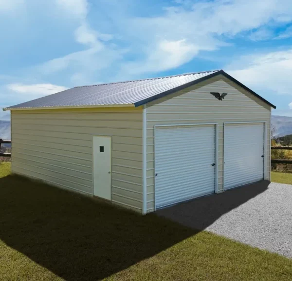 24x35x10 Metal Garage - Vertical Roof