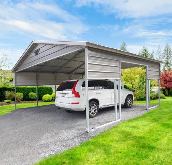 20x20x9 Metal Carport - Vertical Roof