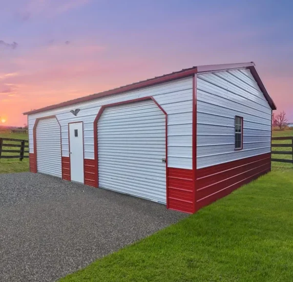 24x30x9 Metal Garage - Vertical Roof