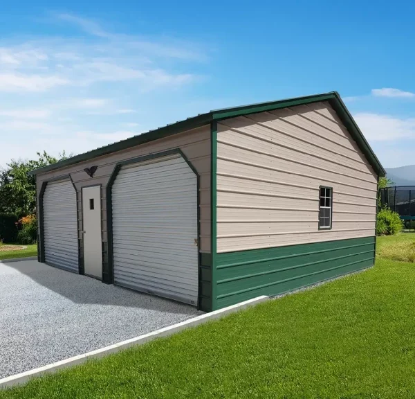 24x25x9 Metal Garage - Vertical Roof