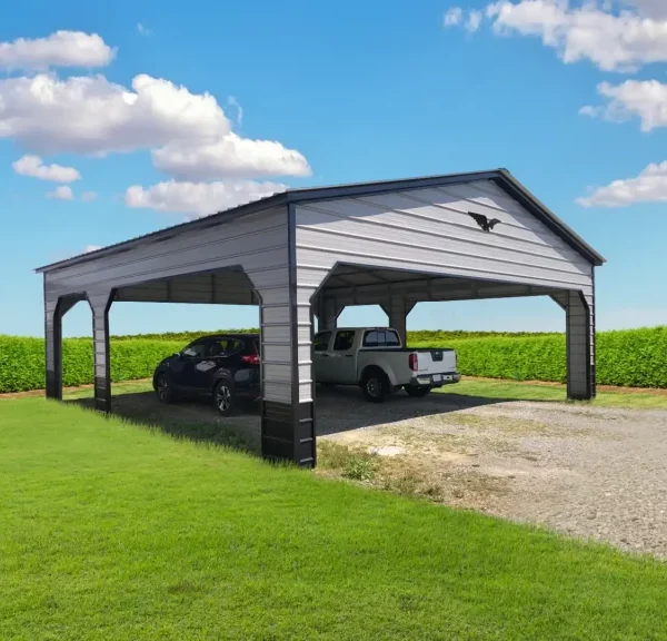 30x30x10 Metal Carport - Vertical Roof