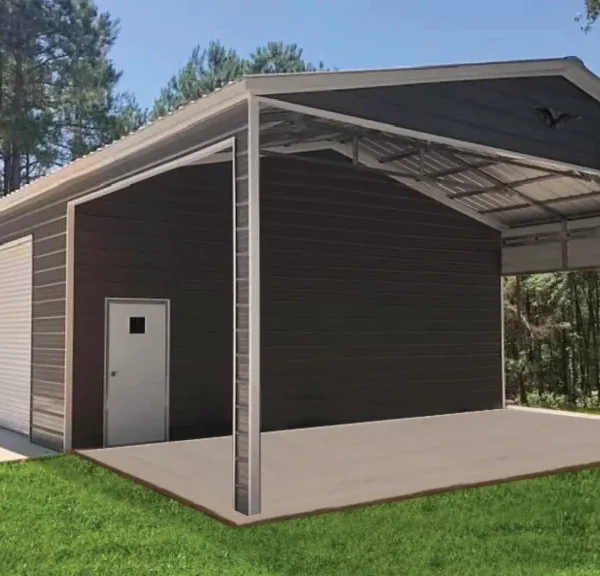 26x65x12 Metal Garage - Vertical Roof