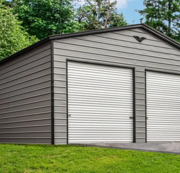 26x40x12 Metal Garage - Vertical Roof