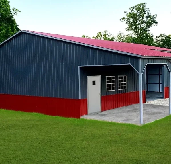 54x50x12/12FT Vertical Roof Metal Garage with 12' Lean-To