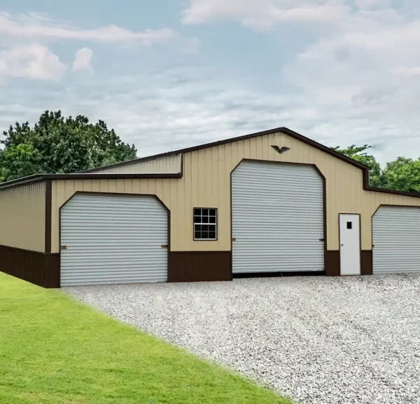 48x50x13 Metal Barn with 12' Lean-To - Vertical Roof