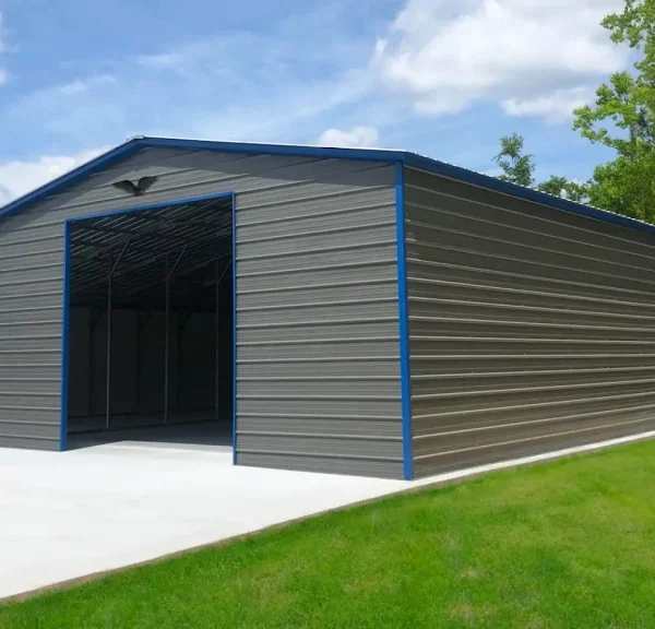 40x50x12 Metal Garage with 12' Lean-To - Vertical Roof