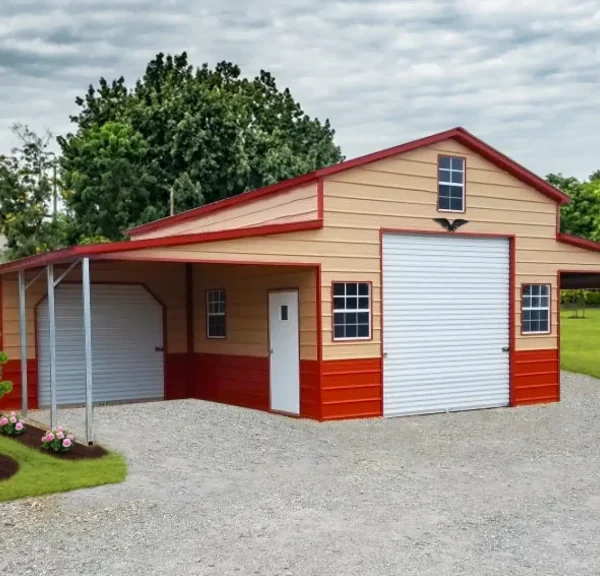 44x25x12 Metal Barn - Vertical Roof