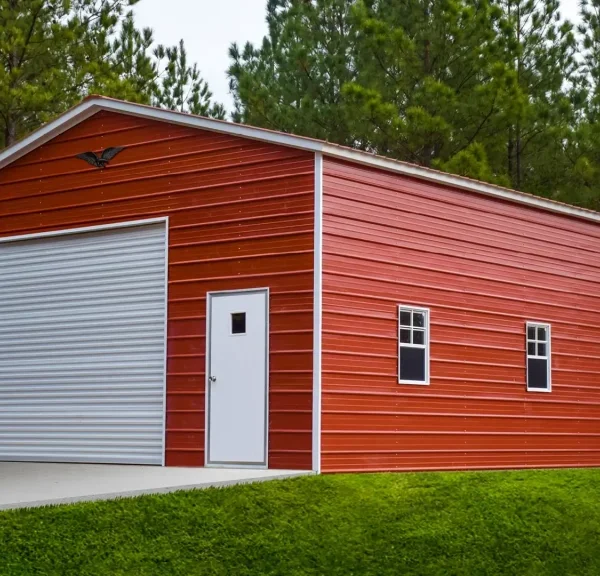 24x40x12 Metal Garage - Vertical Roof