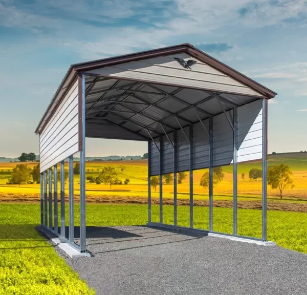 18x30x14 Metal RV Cover - Vertical Roof