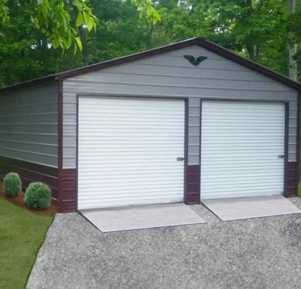 22x25x9 Metal Garage - Vertical Roof