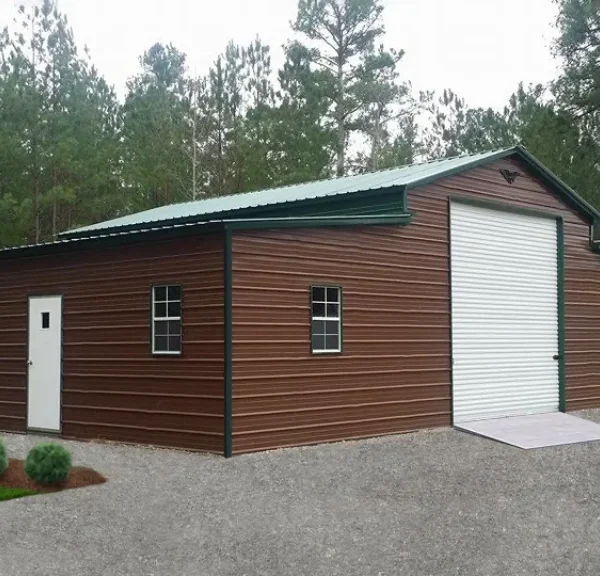44x30x12 Metal Barn with 12' Lean-To - Vertical Roof