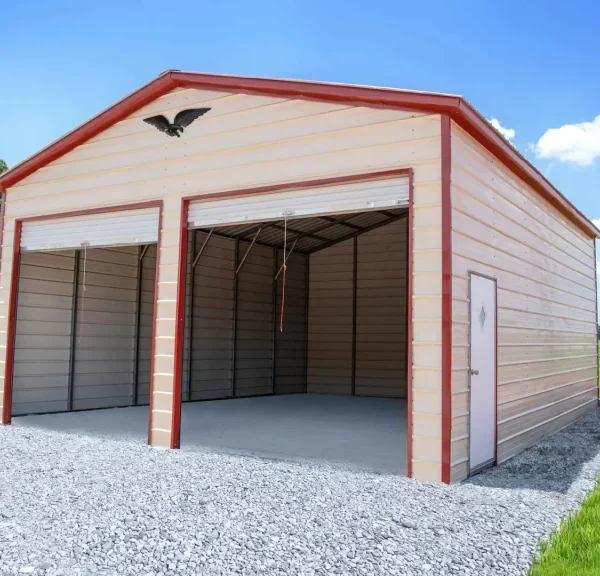 24x30x12 Metal Garage - Vertical Roof