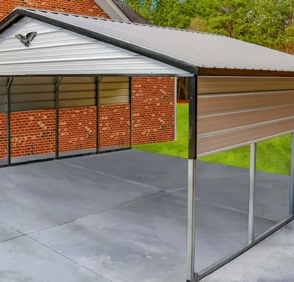 24x20x7 Metal Carport - Vertical Roof