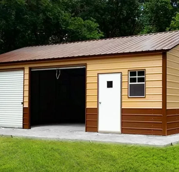 24x30x9 Vertical Side Entry Metal Garage - Vertical Roof