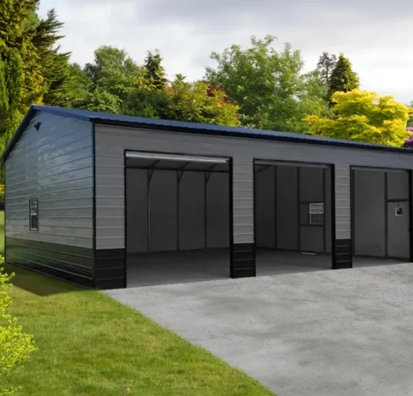24x40x12 Metal Garage - Vertical Roof