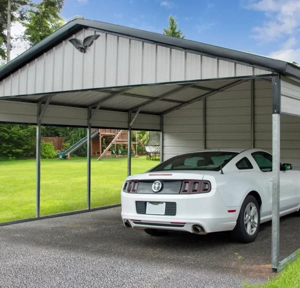 20x20x7 Vertical Single Bay Carport - Vertical Roof