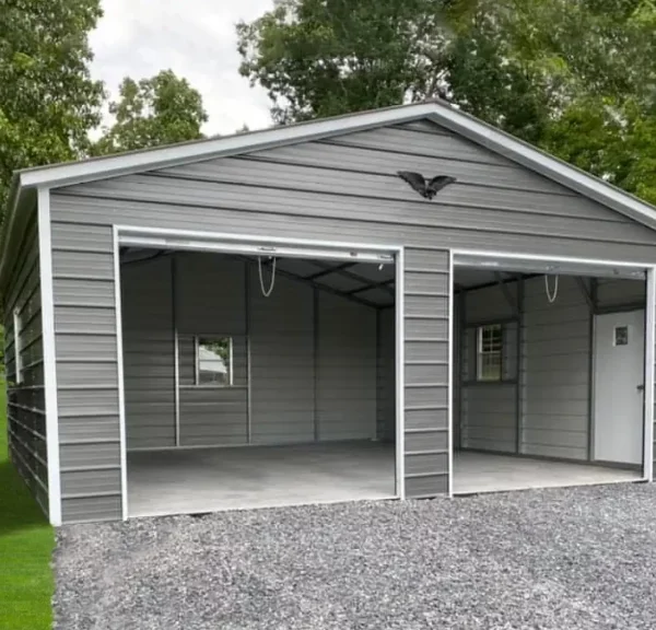 22x25x9 Metal Garage - Vertical Roof