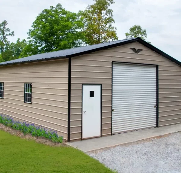 24x35x10 Metal Garage - Vertical Roof